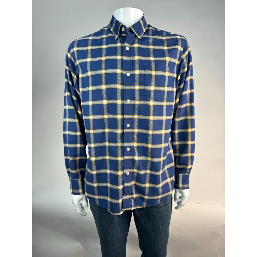 St Johns Bay Easy Care Blue Plaid Shirt M Blue Plaid 60% Cotton 40% Polyester